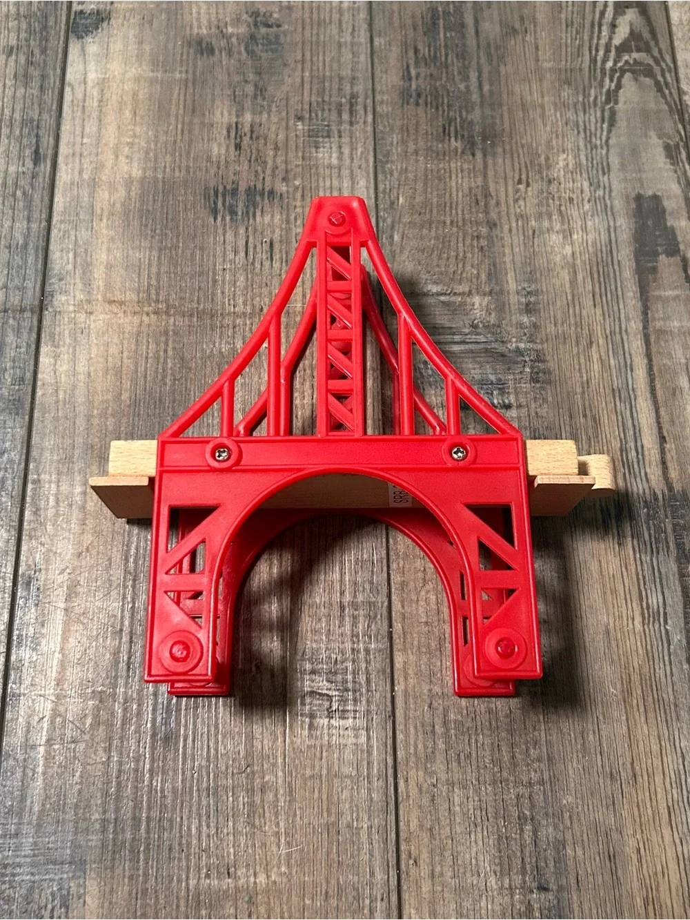 Red Plastic Suspension Bridge With Wood Track Thomas Brio Compatible